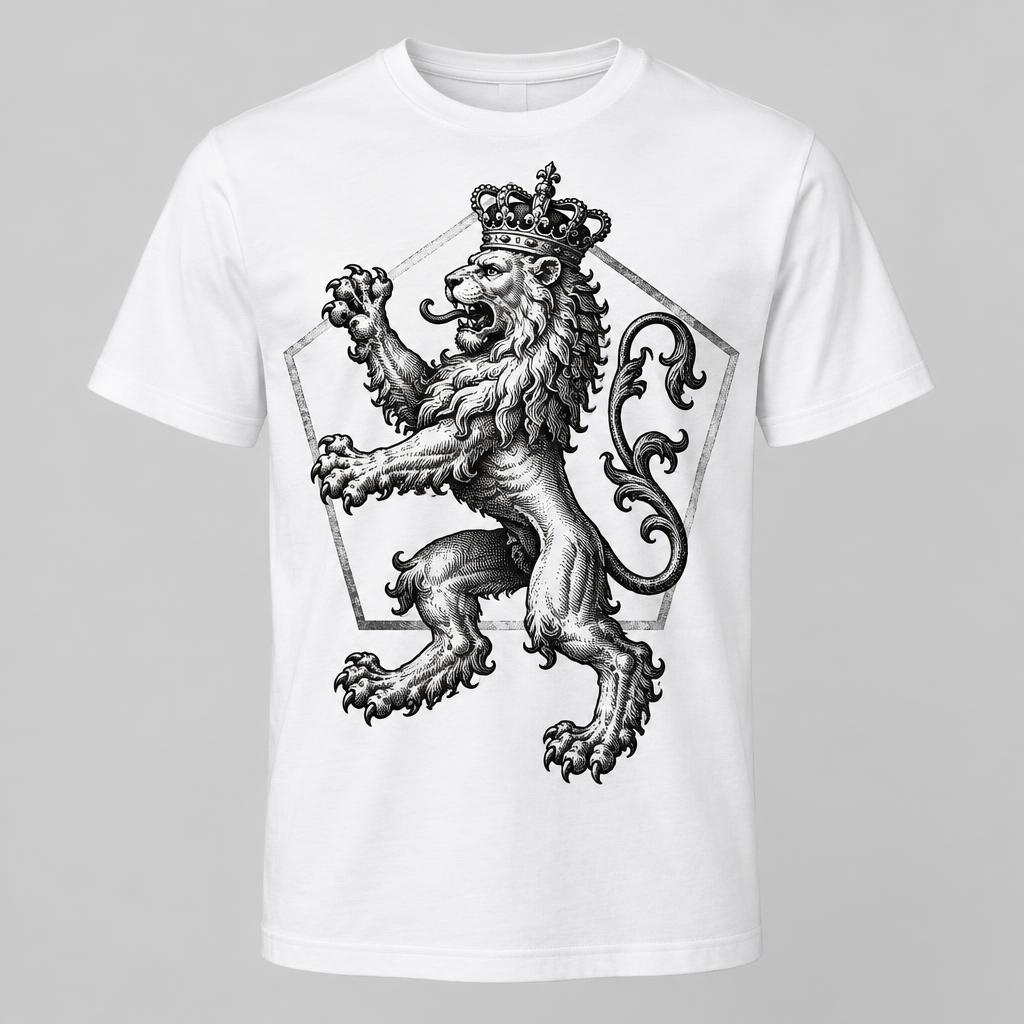 T-shirt 'Gravure Leeuw'